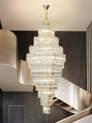 GobekUsa Crystal Large Chandelier for Villa Duplex Loft Stairs, Elegant Hall Pendant Light
