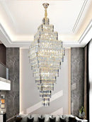 GobekUsa Crystal Large Chandelier for Villa Duplex Loft Stairs, Elegant Hall Pendant Light