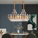GobekUsa Crystal LED Oval Round Chandelier Hanging Lamp - Dimmable Ceiling Pendant
