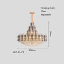 GobekUsa Crystal LED Oval Round Chandelier Hanging Lamp - Dimmable Ceiling Pendant
