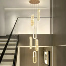 GobekUsa Crystal LED Chandelier: Modern Luxury Long Lighting Fixtures for Living Room Staircase