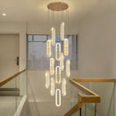 GobekUsa Crystal LED Chandelier: Modern Luxury Long Lighting Fixtures for Living Room Staircase