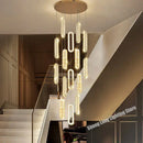 GobekUsa Crystal LED Chandelier: Modern Luxury Long Lighting Fixtures for Living Room Staircase