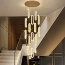 GobekUsa Crystal LED Chandelier: Modern Luxury Long Lighting Fixtures for Living Room Staircase