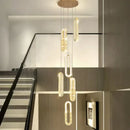 GobekUsa Crystal LED Chandelier: Modern Luxury Long Lighting Fixtures for Living Room Staircase