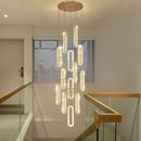 GobekUsa Crystal LED Chandelier: Modern Luxury Long Lighting Fixtures for Living Room Staircase