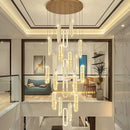 GobekUsa Crystal LED Chandelier: Modern Luxury Long Lighting Fixtures for Living Room Staircase