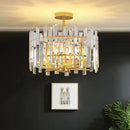 GobekUsa Crystal Round Chandelier Gold LED Modern Lustres for Living Room