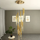 GobekUsa Crystal Staircase Chandelier - Modern Gold LED Lighting for Living Room
