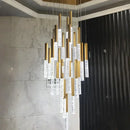 GobekUsa Crystal Staircase Chandelier - Modern Gold LED Lighting for Living Room