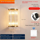 GobekUsa Crystal Wall Lamp: Modern Luxury Wireless Rechargeable Sconce Light for Bedroom & Living Room