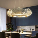 GobekUsa Ginkgo Acrylic LED Pendant Chandelier Light, Gold Metal, Dimmable, Modern Minimalism