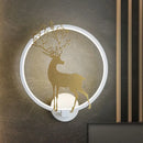 GobekUsa Nordic Acrylic LED Hoop Wall Lamp - Elegant Gold Deer Mural Lighting for Living Room