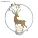 GobekUsa Nordic Acrylic LED Hoop Wall Lamp - Elegant Gold Deer Mural Lighting for Living Room