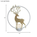 GobekUsa Nordic Acrylic LED Hoop Wall Lamp - Elegant Gold Deer Mural Lighting for Living Room