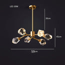 GobekUsa Diamond Crystal Brass LED Pendant Light Gold Luxury Hanglamp