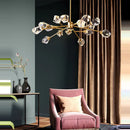 GobekUsa Diamond Crystal Brass LED Pendant Light Gold Luxury Hanglamp