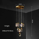GobekUsa Diamond Crystal Chandelier: Luxury Gold LED Lighting for Staircase & Living Room