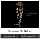 GobekUsa Diamond Crystal Chandelier Staircase LED Large Living Room Hall Lighting
