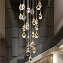 GobekUsa Diamond Crystal Chandelier Staircase LED Large Living Room Hall Lighting