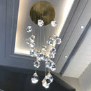 GobekUsa Diamond Crystal Chandelier Staircase LED Large Living Room Hall Lighting