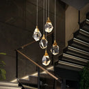 GobekUsa Diamond Crystal Chandelier Staircase LED Large Living Room Hall Lighting