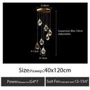 GobekUsa Diamond Crystal Chandelier Staircase LED Large Living Room Hall Lighting