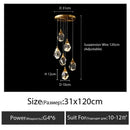 GobekUsa Diamond Crystal Chandelier Staircase LED Large Living Room Hall Lighting