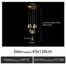 GobekUsa Diamond Crystal Chandelier Staircase LED Large Living Room Hall Lighting
