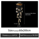 GobekUsa Diamond Crystal Chandelier Staircase LED Golden Chandeliers Lighting for Luxurious Home Décor