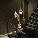 GobekUsa Diamond Crystal Chandelier Staircase LED Golden Chandeliers Lighting for Luxurious Home Décor
