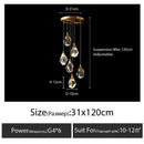 GobekUsa Diamond Crystal Chandelier Staircase LED Golden Chandeliers Lighting for Luxurious Home Décor