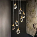GobekUsa Diamond Crystal Chandelier Staircase LED Golden Chandeliers Lighting for Luxurious Home Décor
