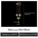 GobekUsa Diamond Crystal Chandelier Staircase LED Golden Chandeliers Lighting for Luxurious Home Décor