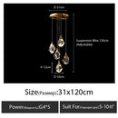 GobekUsa Diamond Crystal Chandelier Staircase LED Golden Chandeliers Lighting for Luxurious Home Décor