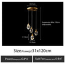 GobekUsa Diamond Crystal Chandelier Staircase LED Golden Chandeliers Lighting for Luxurious Home Décor