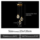 GobekUsa Diamond Crystal Chandelier Staircase LED Golden Chandeliers Lighting for Luxurious Home Décor
