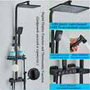 GobekUsa Digital Display Thermostatic Shower Faucet Set with Rain Shower Column, Black
