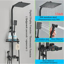 GobekUsa Digital Display Thermostatic Shower Faucet Set with Rain Shower Column, Black