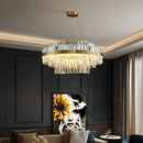 GobekUsa Gold Metal Round Dimmable LED Pendant Light with K9 Crystals