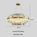 GobekUsa Gold Metal Round Dimmable LED Pendant Light with K9 Crystals
