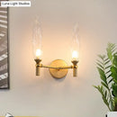 GobekUsa Gold Double Arm Wall Mount Sconce with Clear Glass Shade - Modern Metal Lighting Fixture for Living Room