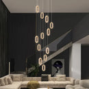 GobekUsa Duplex Crystal Chandelier: Luxury Cantilevered Pendant Light for Villa Living Room & Staircase