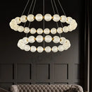 GobekUsa Elegant Pearl Necklace LED Ceiling Chandelier for Living Room and Bedroom