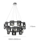 GobekUsa Elegant Smoky Glass Chandelier Ceiling Lighting for Dining Living Bedroom