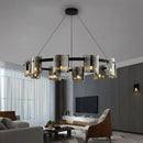 GobekUsa Elegant Smoky Glass Chandelier Ceiling Lighting for Dining Living Bedroom