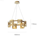 GobekUsa Elegant Smoky Glass Chandelier Ceiling Lighting for Dining Living Bedroom