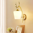 GobekUsa Modern Gold Wall Mount Light Fixture with Opal Glass and Metal Elk - Conical Sconce