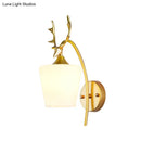 GobekUsa Modern Gold Wall Mount Light Fixture with Opal Glass and Metal Elk - Conical Sconce
