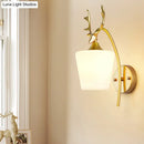 GobekUsa Modern Gold Wall Mount Light Fixture with Opal Glass and Metal Elk - Conical Sconce